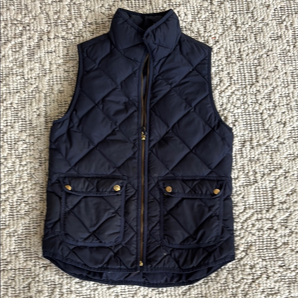 Navy Quilted Vest with Gold Accents